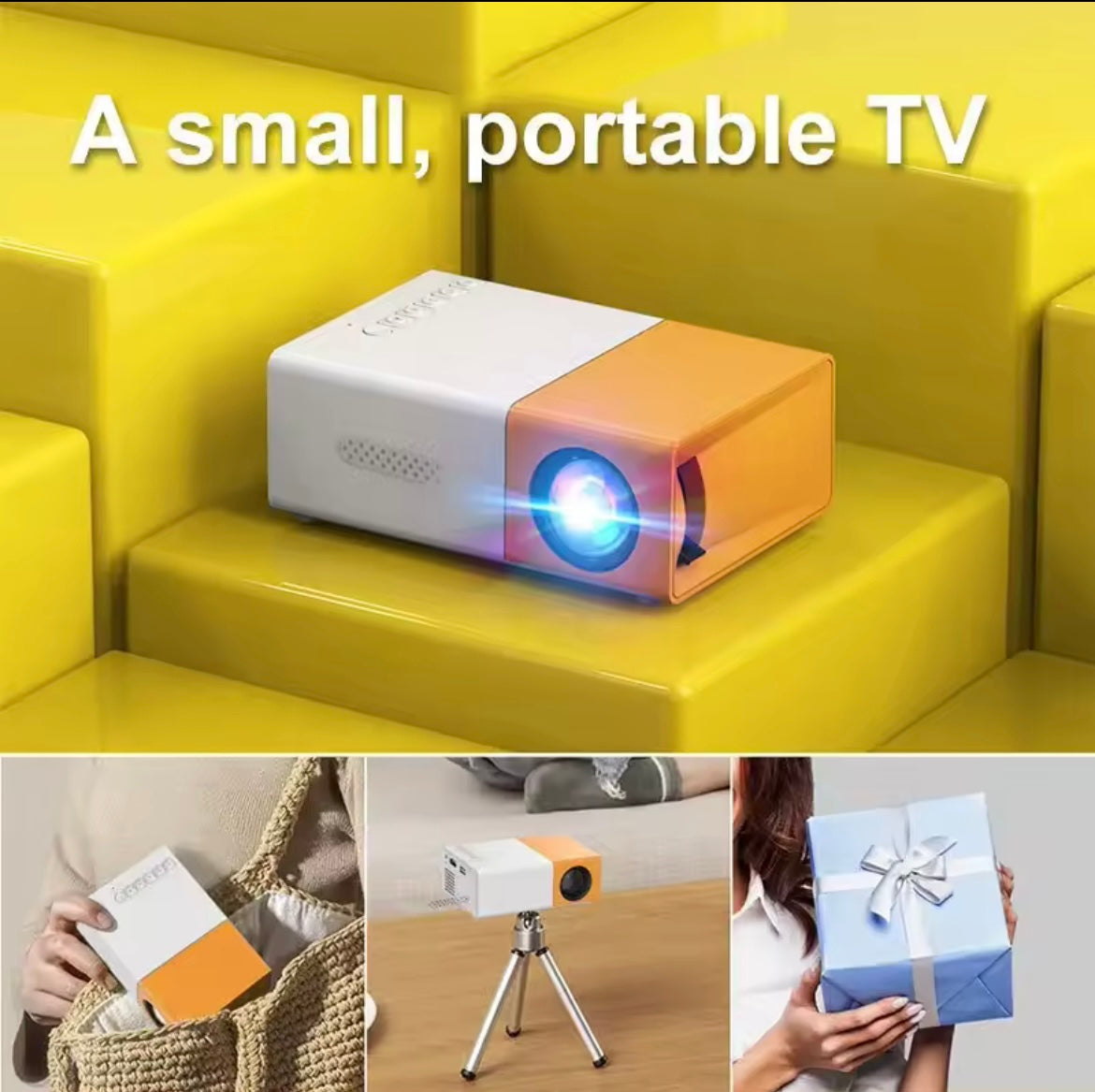 Portable LED Mini Projector, YG300, Compatible with HDMI, USB, TF, Audio, Home, Smart Multimedia Player, Compact for Travel